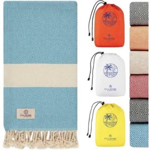 1 EVAHOME Turkish Beach Towel Turkish Cotton