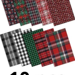 7 bags of Christmas Plaid Quilting Fabric 16x20 (10 pcs)