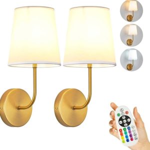Battery Operated Wall Sconce gold Set - new box