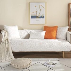 Boho Circle Embroidery Couch Sofa Cover white 28x28"- new in bag