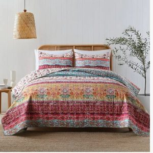 Boho Style Queen Quilt Set Reversible Bohemian - new