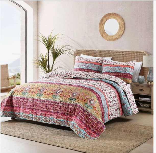 Boho Style Queen Quilt Set Reversible Bohemian - new - Image 2