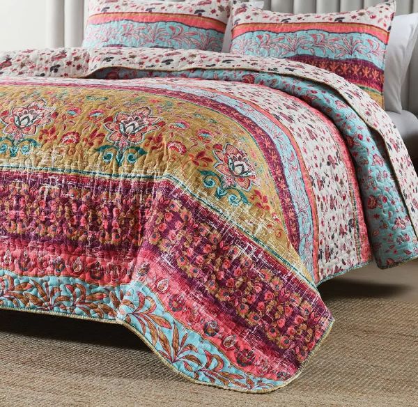 Boho Style Queen Quilt Set Reversible Bohemian - new - Image 3