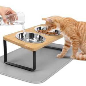 Cat bowl cat raised bowl tilted cat bowl non slip mat