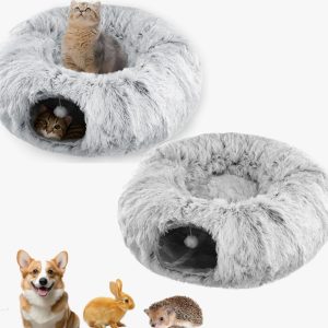 Cat Donut Bed with Washable Cushion Grey- new in box