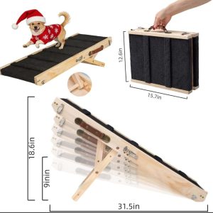 Dog Ramp Wooden Dog Stairs, Adjustable Pet Dog Ramp with 5 Height Adjustable from 10”to 24” Up to 250LBS- new in box