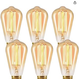 Edison Light Bulbs 60 Watt 110V E26 Standard Base Dimmable ST64 Light Bulb, 6-Pack- new
