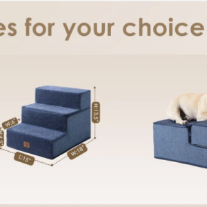 Eheyciga Dog Stairs For Small Dogs 13.5' H, 3-Step Dog Steps For Couch Sofa - blue new