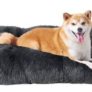 EHEYCIGA Fluffy Dog Bed, Plush Faux Fur grey 35x24 - new