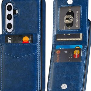 Galaxy S24 Wallet Case Leather, Blue