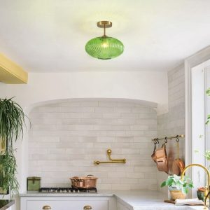 Green Glass Pendant Light - new in box