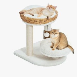 Made4Pets PE Rattan Cat Tree Tower with Scratching Post, 18 inch Small Cat Tree for Kittens