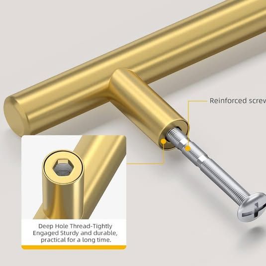 New- Goldenwarm 10pcs 96mm 3-3/4in Hole Spacing Gold Cabinet Handle Stainless Steel - Image 6