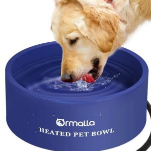 NEW- Ormalla Heated Dog Water Bowl, Outdoor Heated Pet Bowl -18oz-3.2L