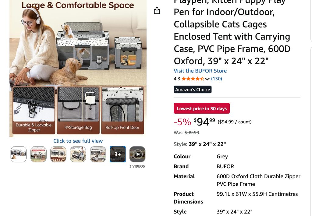 pet playpen, Large- 36*24*24" - new in box - Image 4