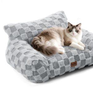 pet sofa couch bed, Faux Fur Checkered Pet Sofa GREY S15 lbs-NEW IN box