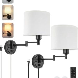 Plug in Wall Sconces with Remote Control, Dimming-new in box