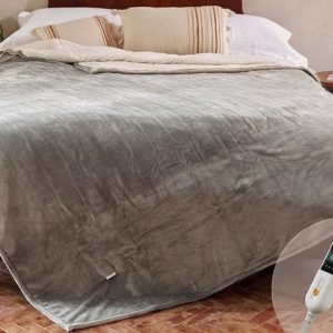 Queen heated blanket queen size electric blanket with 2 controls (84X90 Inch Grey)
