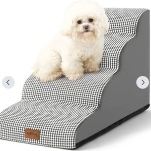 Sealed box- Cosy Kiss Dog Stairs for High Bed 22.6" H,5 Step, White Black Grey