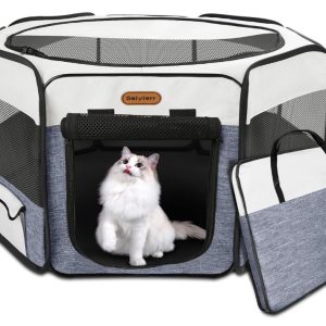 small Dog Playpen, Portable Pet Playpen with Case