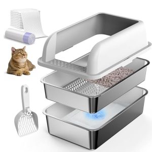 Stainless Steel Cat Litter Box, Gray 40cm- new