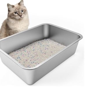 Stainless Steel Cat Litter Box - High-Sided- new in box