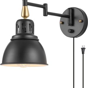 TRLIFE Dimmable Swing Arm Wall Lights with Plug in Cord Wall Mounted Light