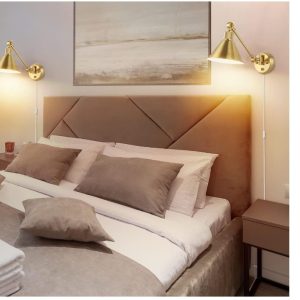 TRLIFE Wall Sconces Plug in, 2 Pack, 2 Bulbs gold- new in box