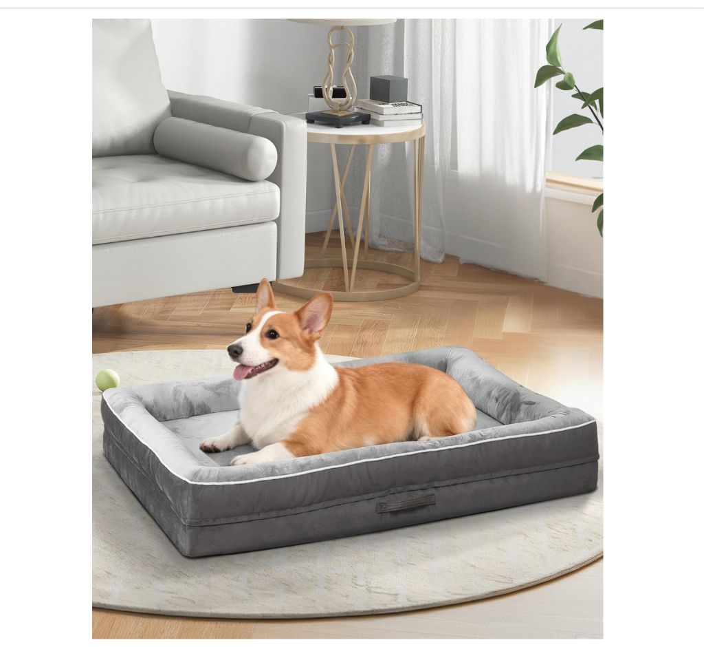 Large dog bed 36x27 50lbs dark gray - new in box