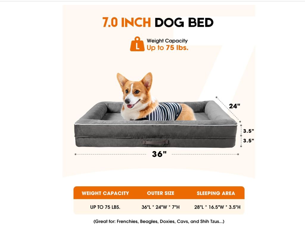 Large dog bed 36x27 50lbs dark gray - new in box - Image 4