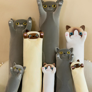 weallbuy Long Gray  Cat Plush Pillow 35"  -new in bag