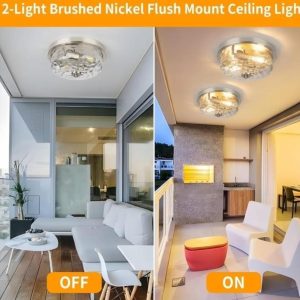 2 Brushed Nickel Flush Mount Light- new in box