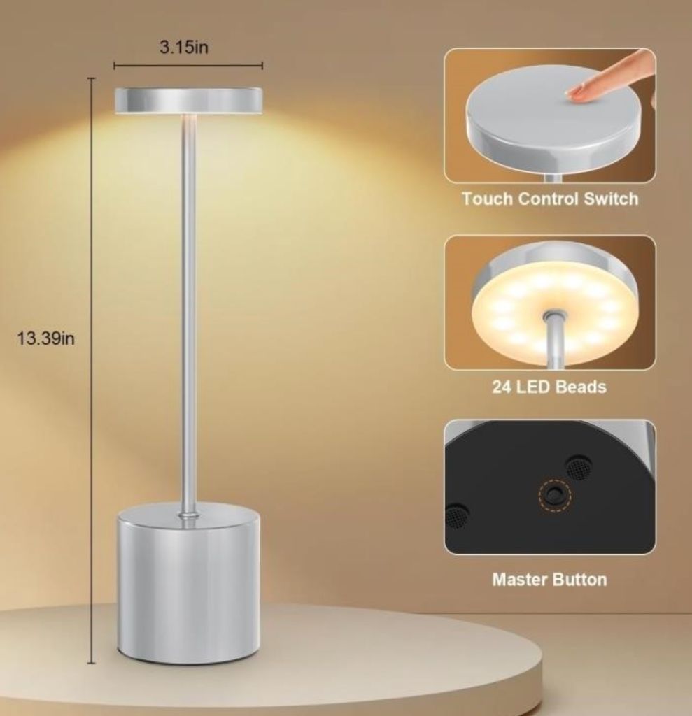 Cordless Table Lamp 2 Pack Rechargeable Table- new in box - Image 3