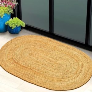 Hand Woven Jute Area Rug - 2x3 Feet - Rustic