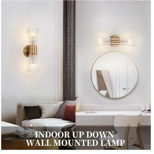 Mid-Century Modern Wall Lights with Crystal Glass- new in box
