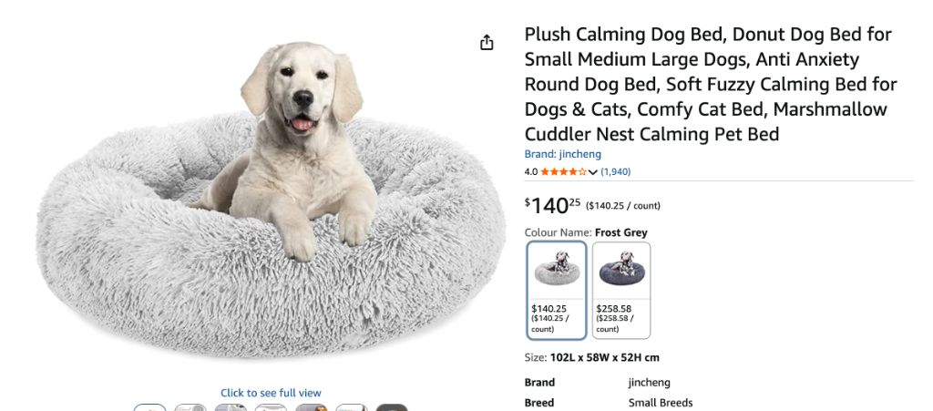 Plush Calming Dog Bed, Donut Dog Bed for Large Dogs- new in box - Image 6