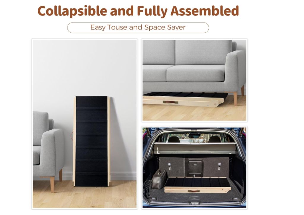 Dog Ramp Wooden Dog Stairs, Adjustable Pet Dog Ramp with 5 Height Adjustable from 10”to 24” Up to 250LBS- new in box - Image 6