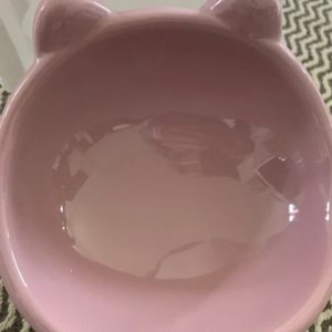 Elevated Neck Protection Cat Bowl pink cat Shape- new