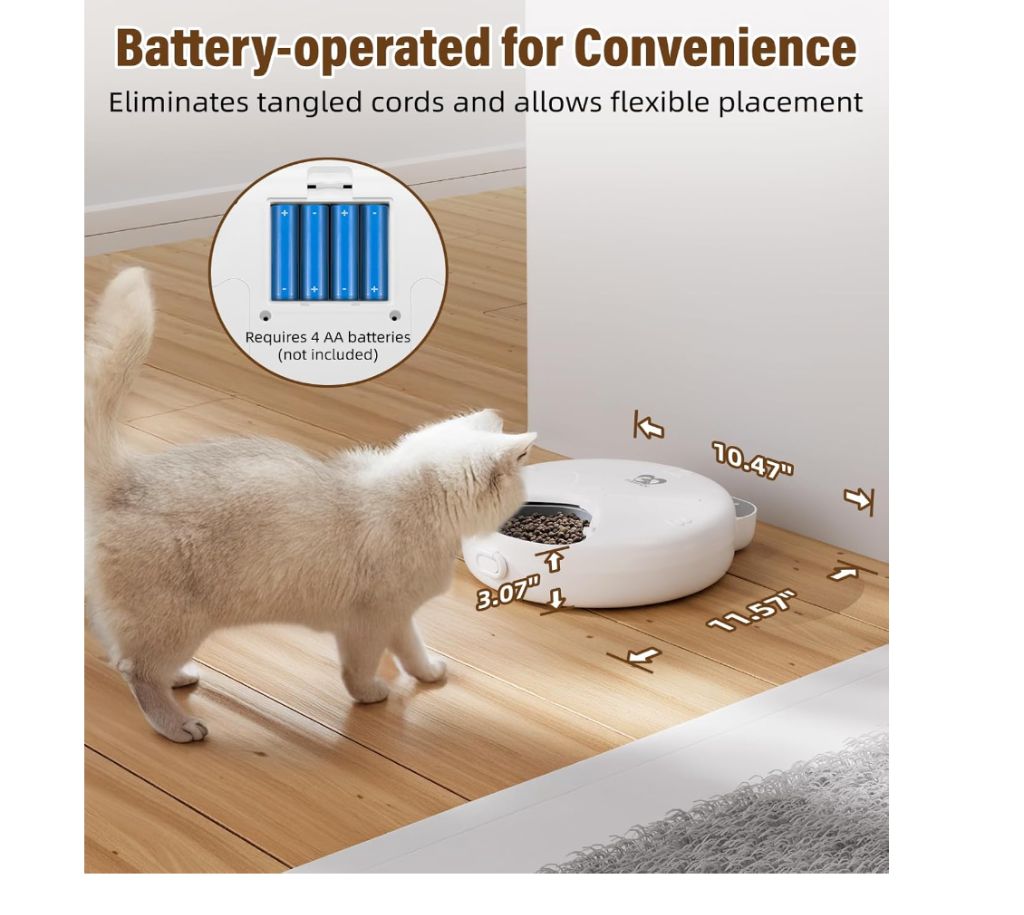 Casfuy Battery-Operated Auto Cat Feeder 4-Meal- new in box - Image 4