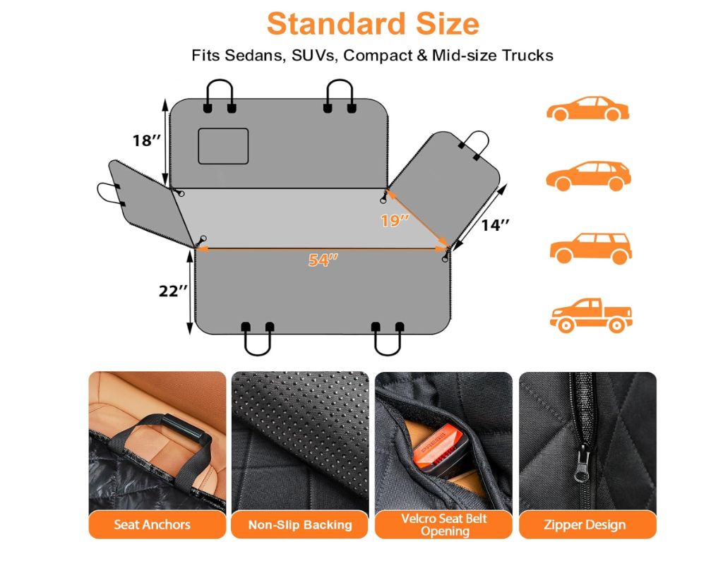 Dog Car Seat Cover for Pets Seat Cover Hammock Heavy Duty Scratch Proof Nonslip Durable Soft Back Seat Covers for Cars Trucks and SUVs- new sealed - Image 5