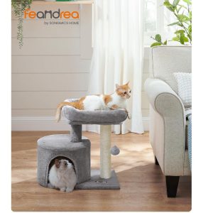 FEANDREA Cat Tree Tower, Light Grey- new in box