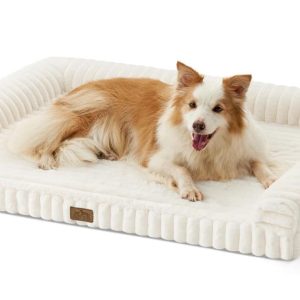 Orthopedic Foam Dog Bed with Sides XL faux fur cream- new in box