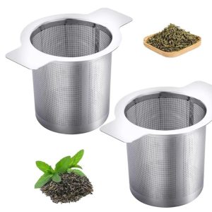 Tea Infuser Stainless Steel Tea Strainer 2 in pack - Loose Tea Fine Mesh Tea Steeper & Lid Cup