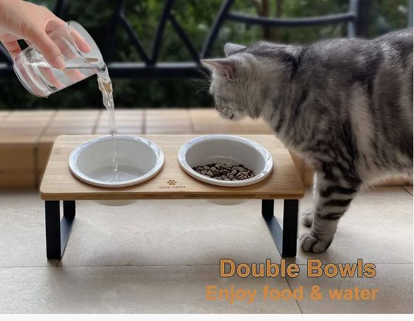 Cat bowl cat raised bowl tilted cat bowl non slip mat