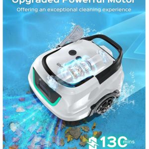 WYBOT A1 Cordless Pool Vacuum with Double Filters, Robotic Pool Cleaner, 130 Mins Runtime, Powerful Suction, Self-Parking, Lightweight for Above Ground Pools Up to 1100 Sq.Ft Max