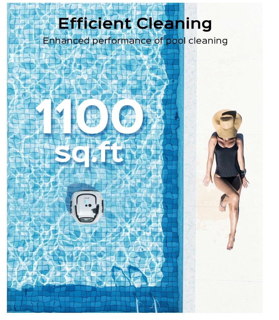 WYBOT A1 Cordless Pool Vacuum with Double Filters, Robotic Pool Cleaner, 130 Mins Runtime, Powerful Suction, Self-Parking, Lightweight for Above Ground Pools Up to 1100 Sq.Ft Max - Image 8