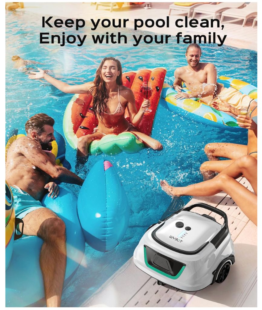 WYBOT A1 Cordless Pool Vacuum with Double Filters, Robotic Pool Cleaner, 130 Mins Runtime, Powerful Suction, Self-Parking, Lightweight for Above Ground Pools Up to 1100 Sq.Ft Max - Image 9