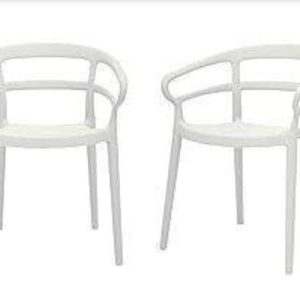 Amazon Basics White 6 Curved Back Dining Chairs