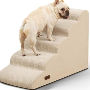 5-Step Dog Stairs Ramp, 22.2" Beige-new