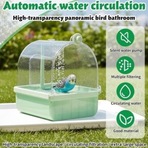 Automatic Bird Baths for Cage Parakeet Bath with Pump Indoor Parrot Bathtub with Shower Running Water, Motion Sensor-new